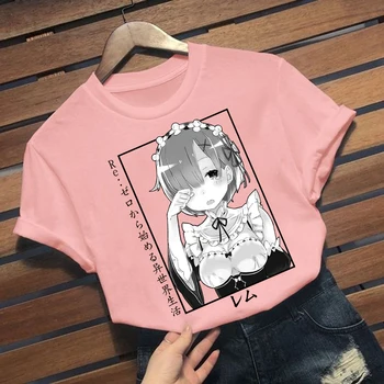Vyrai T Shirts Re Nulio Pradeda Gyvenimą Kitoje Pasaulio Satella Anime Marškinėlius Rem Vyrų Mados Marškinėliai Topai Harajuku