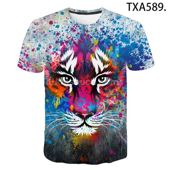 Vyriški ir moteriški vasaros atsitiktinis mados naujų viršuje T-shirt gyvūnų karalius tigrai marškinėliai trumpomis rankovėmis 3D spausdinimo stiliaus 2021