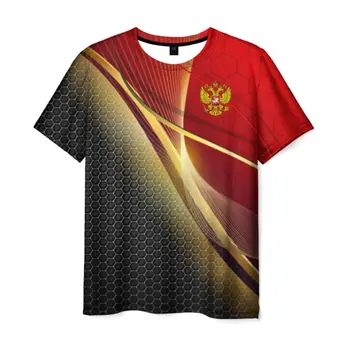 Vyriški T-shirt 3D Rusijos sportas: raudona ir juoda.