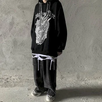 Vyrų, Moterų marškinėlius Senovinių Kinų drakonas spausdinti nišą dizaino gobtuvu marškinėliai high street gotikos negabaritinių hoodie hip-hop streetwear