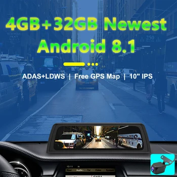 WHEXUNE 10 Colių 4G Android 8.1 Automobilių DVR GPS 4G RAM FHD 1080P vaizdo įrašymo Dvigubo Objektyvo prietaisų Skydelio Kamera, WiFi App nuotolinio Stebėjimo