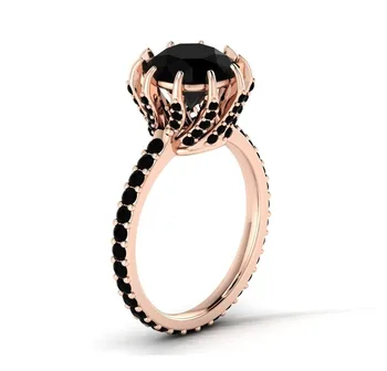 Šakės Nustatymas black crystal žiedai dideli, plika žiedas juodas perlas vestuvinis žiedas karšto parduoti žiedus moterims