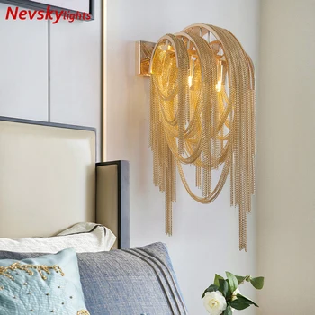 Šiuolaikinės sidabro sconce dekoratyvinės sienų lempos gyvenimo kambario Sienos lempa su aukso kutais, miegamasis Aliuminio sienos šviesos virtuvė