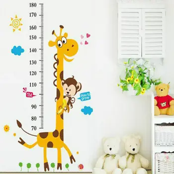 Žirafa, Beždžionė Animacinių Filmų Aukštis Priemonė Sienų Lipdukai Vaikų Kambario Augimo Diagrama Vaikų, Miegamojo, Vaikų Darželio Kambario Dekoro Sienos Lipdukas