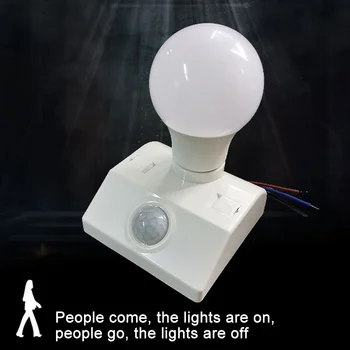 Žmogaus kūno infraraudonųjų spindulių jutiklį, lempos laikiklis LED 110V, 220V E27 sąsaja PIR judesio jutiklis-jungiklis buities LED automatinis jungiklis