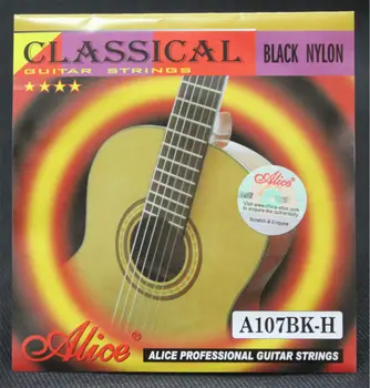 1 SET Alice A107BK-H Juodo Nailono H85 Padengtas Bronzos Lydinys Žaizdos Klasikinės Gitaros Stygos 1-osios, 6 Stygos