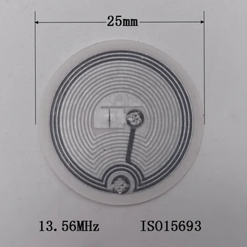 100vnt MOQ HF RFID apvalus 25mm balta etiketė, Lipdukas Žymeklį 13.56 Mhz ISO15693 protokolo NFC etiketė