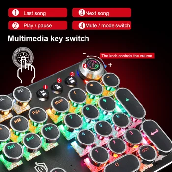 104 Klavišai, Mechaninė Žaidimų Klaviatūra USB Laidinio RGB Apšvietimas Žaidimų Klaviatūra Retro Metalo Žėrintis 104 Klavišai Turas Keycap 36 Spalva