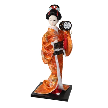 12inch Japonų Kimono Geiša Kokeshi Lėlės Kimono Doll Vintage Rankdarbių Namų Puošybai Oranžinės spalvos Drabužius