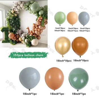 153pcs kavos balionų arkos rinkinys vainikai avokado žalia vaikai laukinių 1 gimtadienio prekių mėlyna gimtadienio apdaila, 1 berniukas