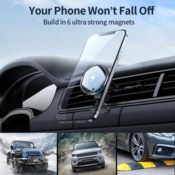 15W Greitai Magnetinio Belaidis Automobilinis Įkroviklis iPhone 12 Pro Max Mini Magnetas Atveju 360° Sukimosi Oro Angos Telefono Mount Turėtojas Įkrovikliai