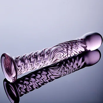 17cm Tikroviškas Dildo Stiklo Kristalų Dildo Su siurbtuko Sekso Žaislai Moteris/Lesbiečių Sekso Žaislas Apskretėlė G-spot Orgasme masažas stick