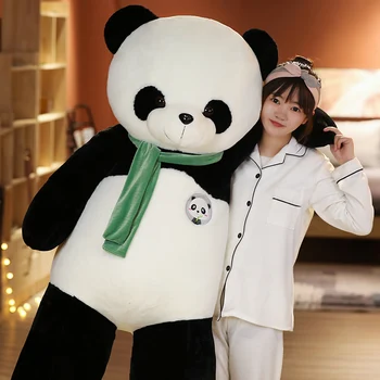 1PC 80/100cm Mielas Panda su Skara Pliušas Pagalvės Milžinišką Gyvūnų Lobis Panda Pliušiniai Žaislai Įdaryti Minkštos Lėlės Vaikai