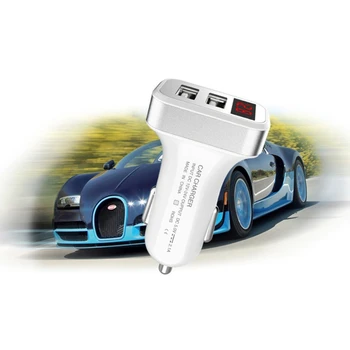 2.1 Dual USB Skaitmeninis LED Įtampos Srovės Ekranas Automobilinis Įkroviklis Įkrovimo Adapteris, Skirtas 