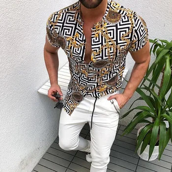2021 Karšto Pardavimo Spausdinti trumparankoviai Marškinėliai Žmogus Vasaros Mados Street Wear Prekės ženklo Drabužių Havajų Paplūdimyje vyriški Laisvalaikio Viršūnės