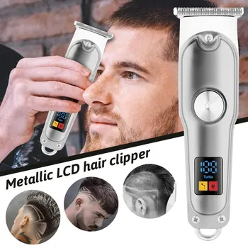 2021 LCD Elektriniai Plaukų Clipper plaukų žoliapjovės Vyras Profesinės USB Tipo C Įkrovimo 0mm Skustuvas Kirpykla Plaukų Pjovimo Mašina