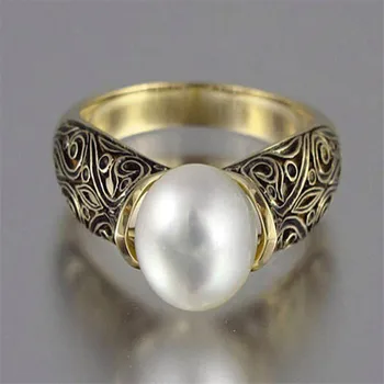 2021 Mados Derliaus Žiedas Raižyti Antikvariniai Aukso Perlas Nuotaka Vestuvių, Sužadėtuvių Žiedai, juvelyrika žiedas