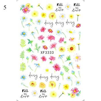 2021 Nauja Daisy Nagų Dailės Lipdukai Žiedų Gėlių Lipdukai Vandens Perdavimo Tatuiruotės Slankmačiai Nagai, Papuošalai, Manikiūras Priedų