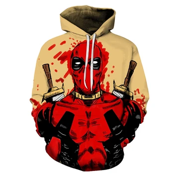 2021 naujas 3D atspausdintas superhero Deadpool hoodie atsitiktinis hoodie sportinę gobtuvu palaidinukė klasikinis anime simbolių hoodeds