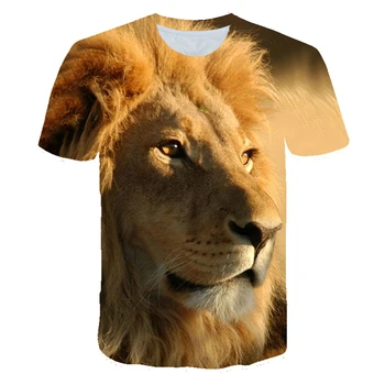 2021 Naujausius 3D liūtas karalius Gyvūnų Spausdinti Mielas trumparankoviai marškinėliai Viršuje vasaros Liūtas O-kaklo Berniukas Mergaitė Karšto Pardavimo Vaikiški marškinėliai