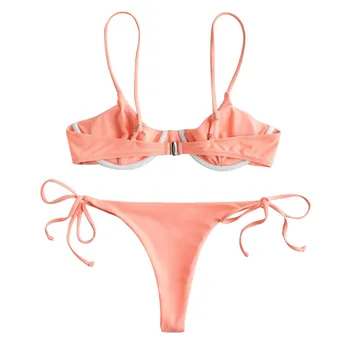 2021 Seksualus Brazilijos Bikini Maudymosi Kostiumėliai Moterims Vasaros Apynasrio Nėrinių Paminkštinta Push Up Liemenėlė Micro Bikini Dviejų Dalių Komplektas Paplūdimio