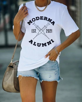 2021 Skiepyti T-shirt Švirkštų Adatų Moterų Marškinėliai, Unisex Atsitiktinis Crewneck Tee Mados Klasikinio Adata Vamzdžių Viršūnes Spausdinti