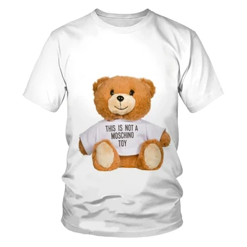 2021 vasaros naują stilių berniukų ir mergaičių 3DT marškinėliai bear kūdikiui 3D skaitmeninė spauda grafika madingų O-kaklo marškinėliai