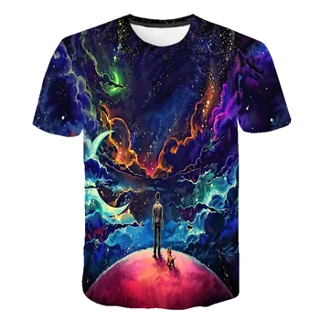 2021 Žvaigždėtas Dangus T-Shirt 3D Vaikai Cool Įdomus Spausdinti Viršuje Berniukas/Mergaitė naujovė brand t-shirts Camisetas yra naujas karšto pardavėjai