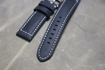 22mm 24mm juoda Aukštos kokybės Universalus dirželis Žiūrėti natūralios odos Žiūrėti juostos Panerai Omega Seiko Rolex watchbands Apyrankė