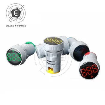 22mm AC 60-500V Digital Voltmeter Voltų Įtampos Testeris, Matuoklis Maitinimo LED Indikatorius Pilotas Lempos Šviesa Raudona Geltona Žalia Mėlyna Balta