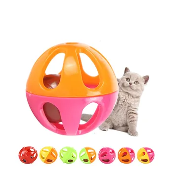 3,5 CM Plastiko Mažos Katė Pet Garso Žaislas Katė Tuščiavidurių Žaislų Turas Pet Spalvinga Žaisti Kamuoliu Žaislų Su Mažų Bell Katė Produktus