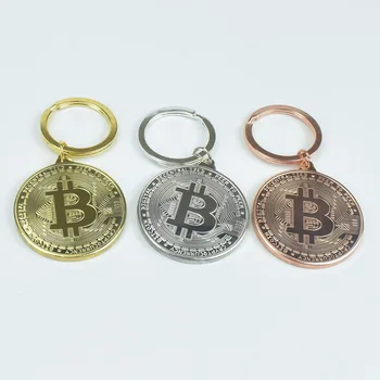 3 Spalvų Aukso, Sidabro Vario Bitcoin Key Chain Bitcoin Monetos KeyChain Kolekcines Monetos Fizinių Metalų Monetos