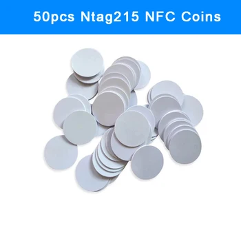 30/50pcs NFC Ntag215 amiibo Monetos ŽYMĖ, Su klijais Klavišą 13.56 MHz NTAG 215 Kortelės, Etiketės, RFID Ultralight Žymeklių Etiketės