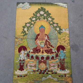 36 colių Šilko siuvinėjimo Shakyamuni Buda Amitabha Tathagata Dubenį Thangka Tapyba, Freskos