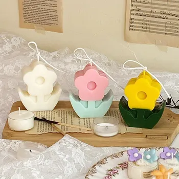 3D Gėlių Formos Plastiko Žvakė Pelėsių Rankų darbo Žvakė Priėmimo Akrilo liejinio Forma Sojų Vaško Žvakių, Pelėsis Namuose, Stalo Apdailos