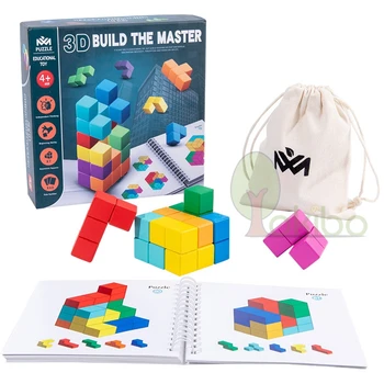 3D Medinio Kubo Erdvę Loginį Mąstymą Mokymo Blokai Tėvų-vaikų stalo Žaidimas Montessori Mokymo priemonių Žaislą Dovanų