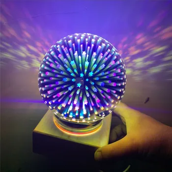 3D Skaidraus Stiklo Kamuolys Naktį Šviesos Magija Spalvingų Fejerverkų Šviesos USB Projektorius Medžio masyvo Bazę Festivalio Atmosferą Lempos