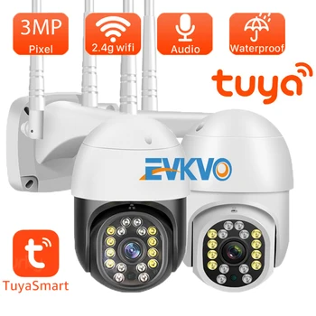 3MP Tuya Wi-fi IP Kamera Lauko 1080P VAIZDO Kamera Dome PTZ vaizdo Kameros, Namų Apsaugos Stebėjimo 4X Skaitmeninis Priartinimas Naktinio Matymo Spalva