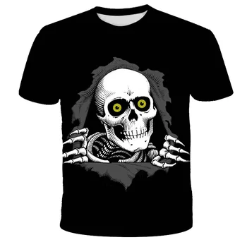 4-14Years Vaikai 3D T-marškinėliai Berniukams, Mergaitėms Kaukolė Pjautuvas Gaisro Marškinėlius Vaikų Mirties Dieną Skeletas Spausdinti Streetwear Naujų marškinėlių 2021