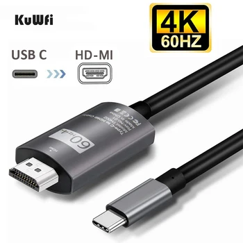 4K 60Hz Tipas C HD-MI Kabelis USB C HD-MI Kabelis Konverteris Tipas-c USB 3.1 