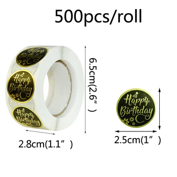 500Pcs/Roll Gimtadieniu Apvalus Lipdukai, Dovanų Pakavimo Ruonių, Etiketes, Saldainiai Cake Box Scrapbooking Apdaila