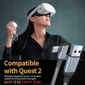 5M USB-C Kabelio Oculus Quest 2 Link Cable USB3.1 Suderinamumo stačiu Kampu Tipas-c 3.1Gen1 Spartos Duomenų Perdavimo spartusis įkrovimas