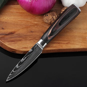 8 colių japonų virtuvės peiliai Lazerio Damaske modelis chef peilis Aštrus Santoku Cleaver universalūs Peiliai, Pjaustymo įrankis EDC Naujas