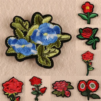8Pcs Rožių Gėlių Aplikacija Geležies Lopai Drabužių 