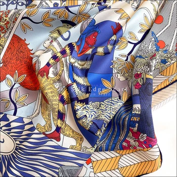 90cm Dizaineris Šilko Galvos šalikai, šaliai, kaklaskarės Moterų Rankinio Valcavimo Šalikas 90x90 Šilko Skara Viršuje bandana Foulard Femme Soie De Marque De Luxe