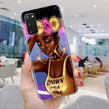 Afro Merginos Juoda Moterų Meno Telefono dėklas Samsung Galaxy S21 Ultra S20 FE 5G 8 9 10 Plius S20 Plius S20 Ultra Galinį Dangtelį Coque