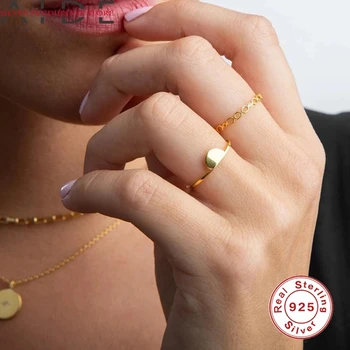 AIDE Paprasta 925 Sterlingas Sidabro Žiedai Moterų Asmenybės Geometrinis Žiedas Mados Mergaičių Vestuvių Papuošalai Dropshipping