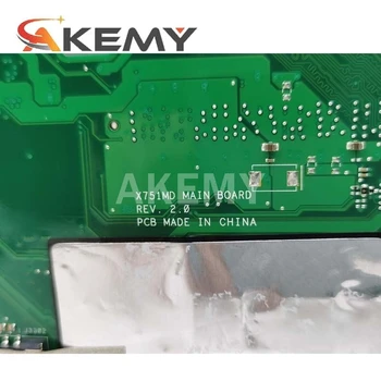 Akemy Už ASUS X751MA Mainboard X751M K751M R752M X751MD R752M Plokštė w/ N2830 N2840 CPU, 2GB -RAM GM