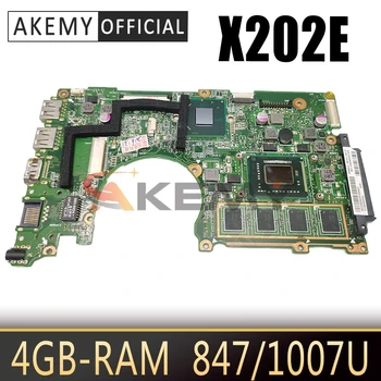 AKemy X202E originalus mainboard ASUS X200E X201E S200E X201EP su 4GB-RAM 847/1007U CPU Nešiojamas plokštė