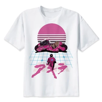 Akira Synthwave Marškinėliai japonų anime t-shirt Vasaros mados atsitiktinis marškinėlius balto print vyrų patogus vyrų viršuje tees